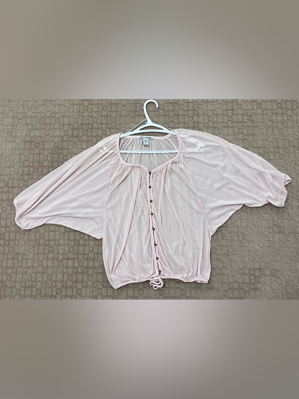 American Rag Blush Peasant Button-Front Blouse - Picture 6 of 6